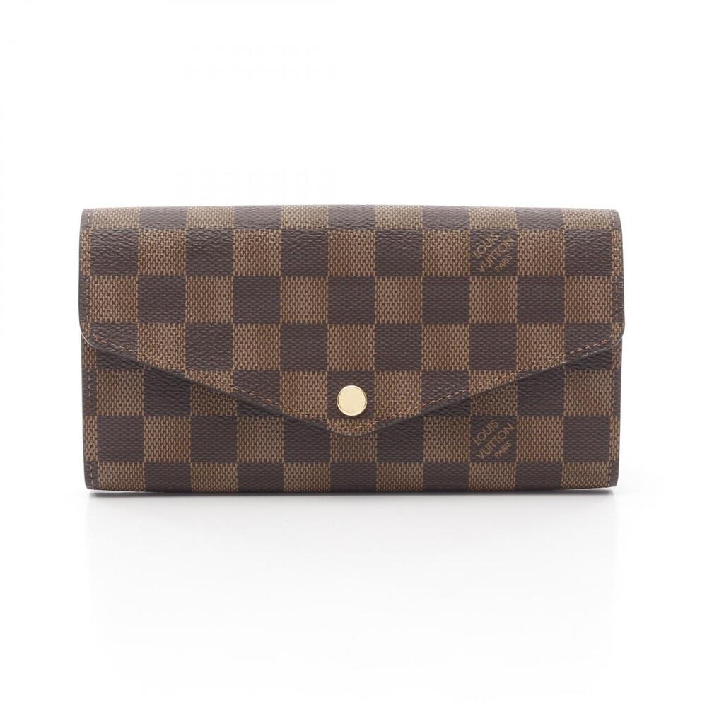 Louis Vuitton Portefeuille Sarah Bifold Long Wallet Canvas Leather Damier Brown